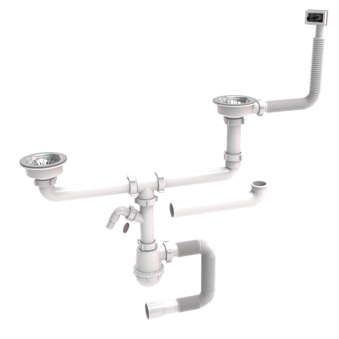 Сифони подвійні для нержавіючих мийок з пластмасовим гвинтом 115mm