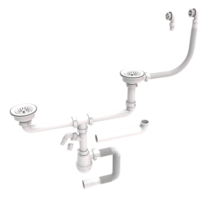 Сифони для подвійної керамічної мийки з пластмасовою зливою сіткою 115mm
